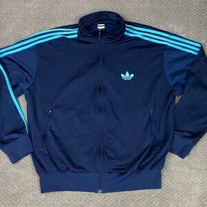 Vintage Y2K 2000s Adidas Track Jacket Men's XL Blue Trefoil Firebird Full zip